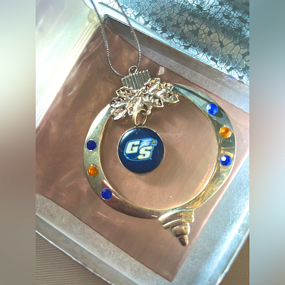 Collectable Georgia Southern Ornament: Silver with School Colors + Gift Box